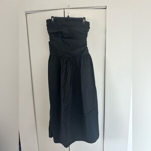 EUC Large Strapless Black Midi Dress